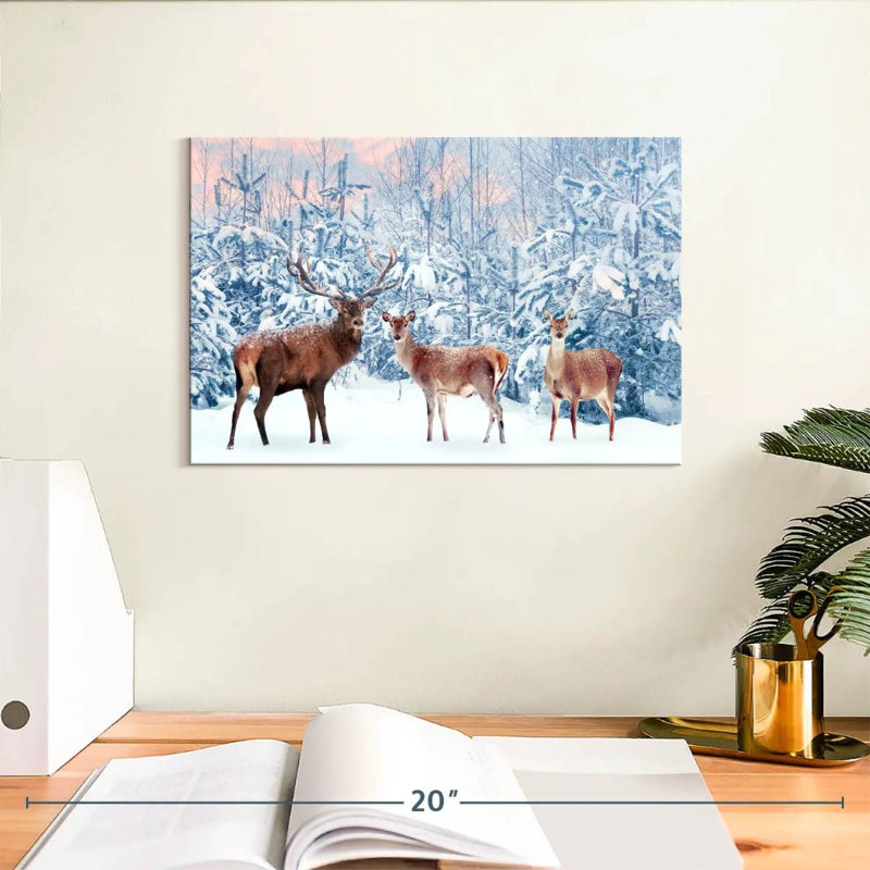 Brampt Deer In Winter, 8" H x 12" W