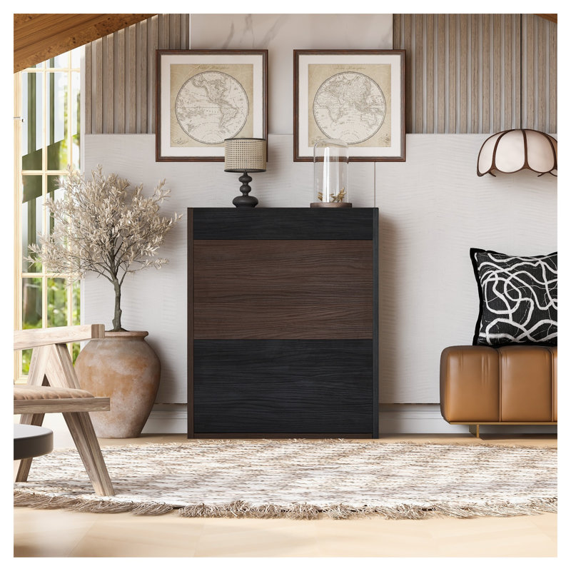 Armoire de rangement extensible et rotative - Buffet réglable avec tiroir, console d'angle moderne pour le vestibule, le salon et le bureau - noir et noyer