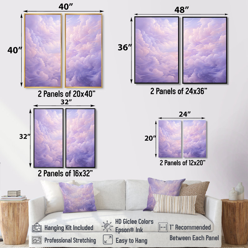Art mural sur toile mauve pastel mauve traditionnel, 40" H x 40" W, Floater Framed Print, Silver