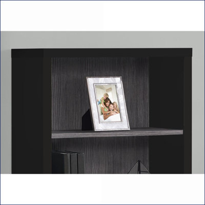 Bookshelf Modern Industrial 4-Shelf 47.5"H | 3 Adjustable Shelves | Black &amp; Slate Gray | Particle Board | Black