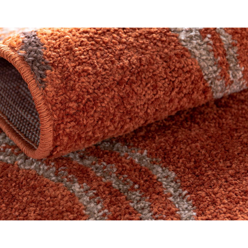 Tapis terre cuite à motif abstrait Lilla, Rectangle 2 pi x 3 pi 1 po