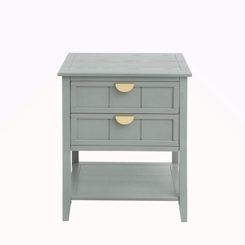 Table d'appoint à 2 tiroirs, style américain, table de bout, convenant à la chambre à coucher, au salon et au bureau, Gris