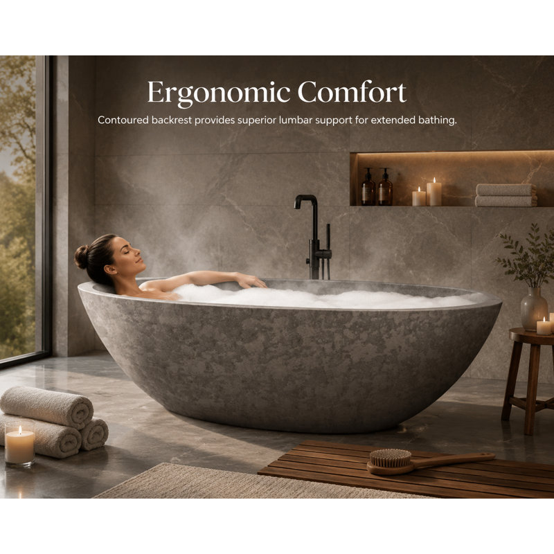 Vast Studio Aged Brass Freestanding Oval Bathtub –  Brass/Green Interior Deep Soaking Solid Surface Tub with Metallic Luxury Finish & Contemporary Spa-Inspired Design