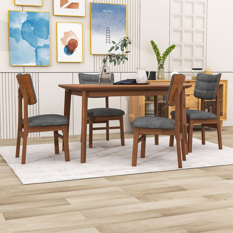 Ensemble de table de salle à manger 5 pièces avec 4 chaises rembourrées