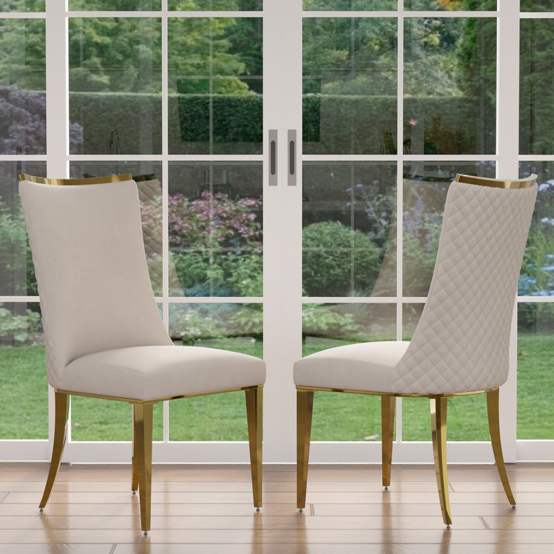 Chaise parsons capitonnée en velours, 2