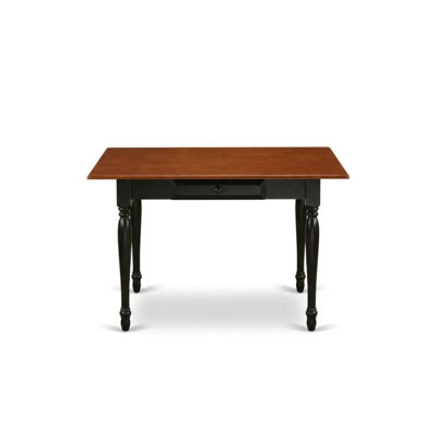 Black Cherry Finish Wood 3 Piece Dining Table Set for 2 People with Two Drop Down Leaves and 2 Drawers