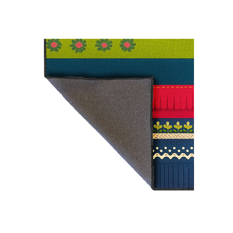 Tapis bleu tissé lavable rétro Mosso, 2'4" x 3'11"