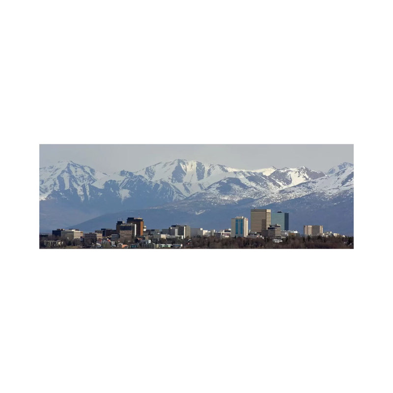 Anchorage Panoramic Skyline Cityscape by Unknown Artist - Wrapped Canvas Panoramic Print, 30.48 cm H x 91.44 cm W x 1.91 cm D
