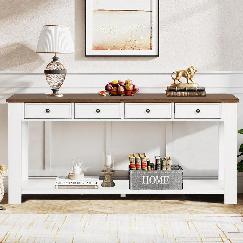 Console Hrehaan, Blanc antique, Brun
