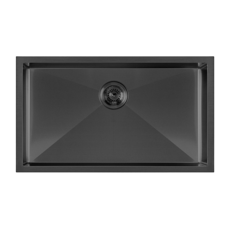 Noah Plus 33" L x 18" W Dual Mount Kitchen Sink with Basket Strainer, Matte Black