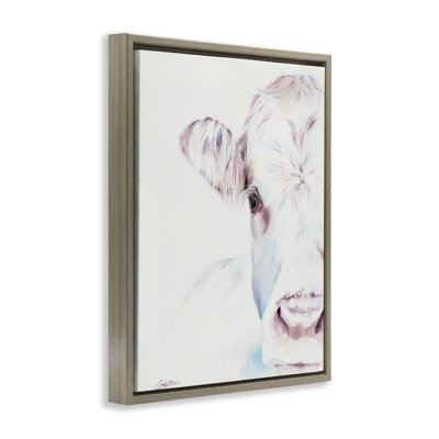 Gentle White Cow Portrait Floating Frame, design by Cady Driver