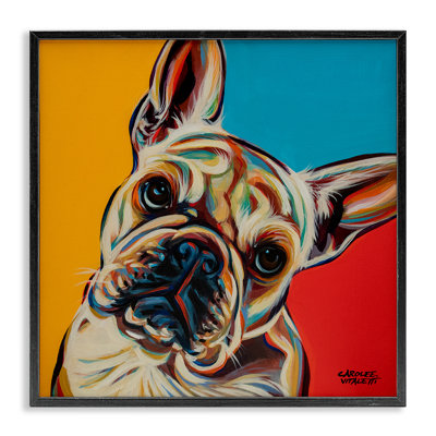 Portrait de bouledogue français Chroma Pop rouge jaune bleu