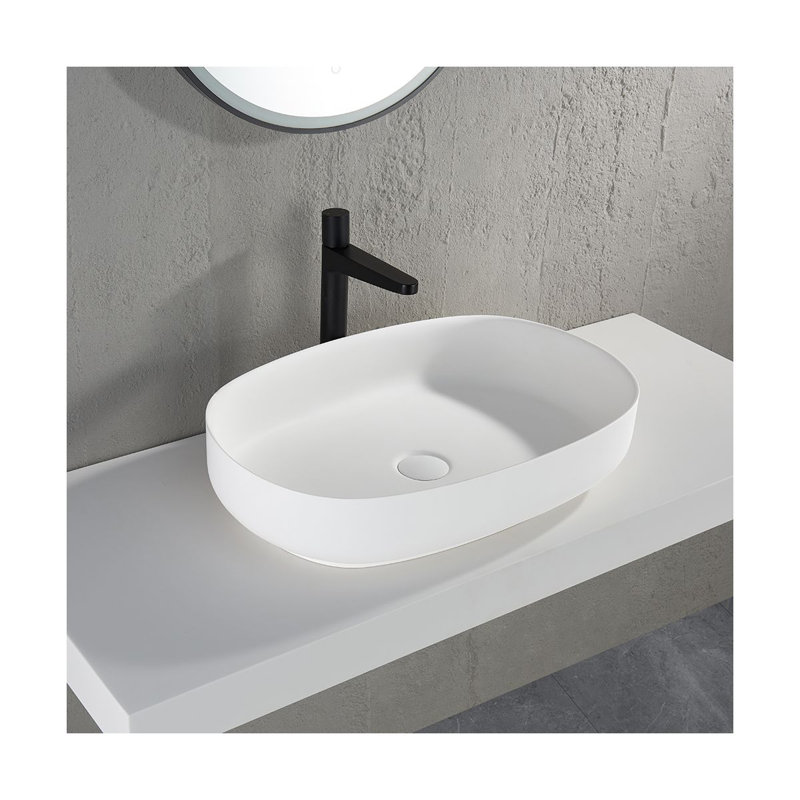 Ebern Designs 60mm L x 40mm W Natural Stone Oval Sink