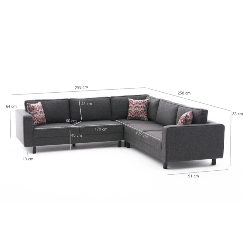 Canapé modulaire Centerville, 100 % polyester anthracite