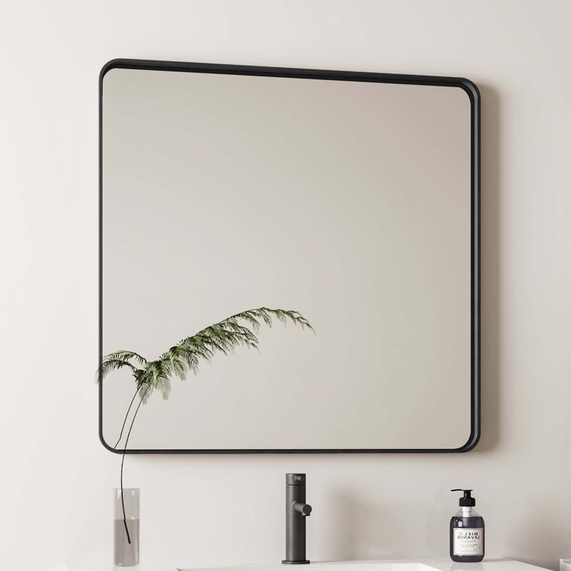 Miroir mural 36 po x 36 po, miroir carré encadré, miroir de coiffeuse, pour salle de bain, salon, décoration murale pour chambre