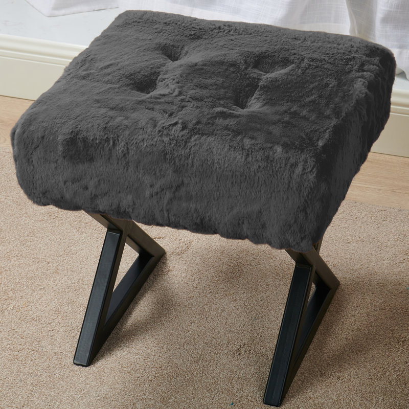 Kabria Upholstered Ottoman, Charcoal 