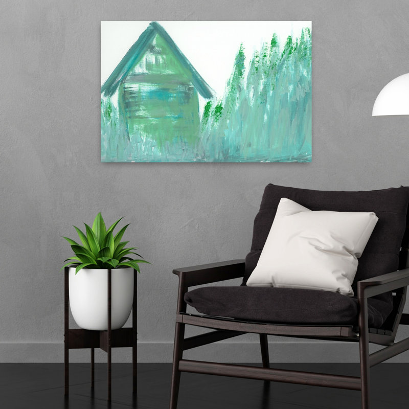 «Sea Glass Shanty Tranquil Abstract Contemporary Landscape Architecture», art mural, H 24 po x l 16 po