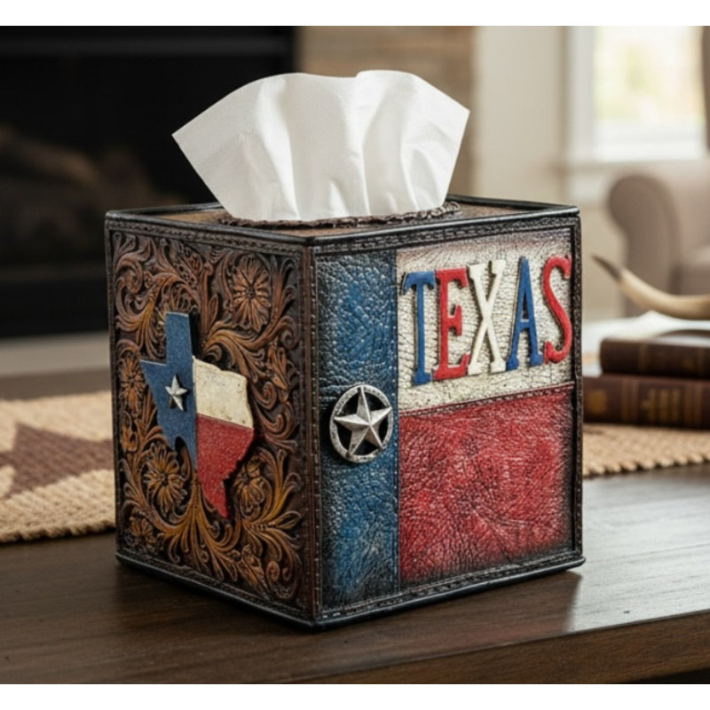 Texas Symbols Tissue Box Cover Rustic Southwestern Decorative Holder