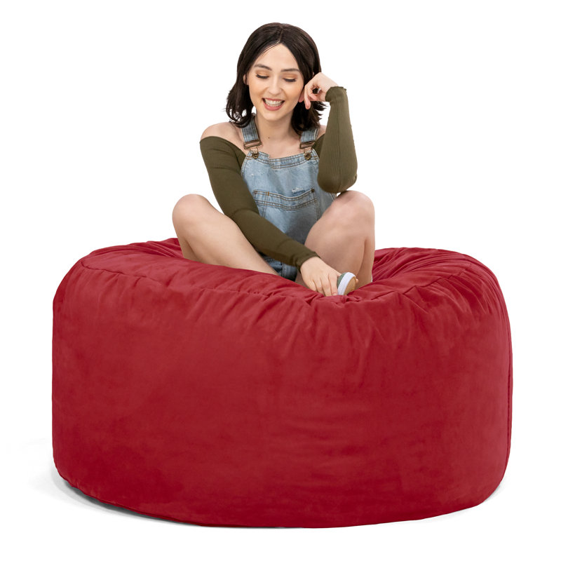 Saxx 4 Foot Round Bean Bag w/ Removable Cover, Cinnabar