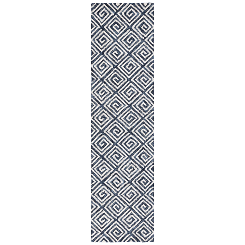 Tashieka Hand Tufted Wool And Cotton With Latex Geometric Rug, Runner 2'3" x 9'