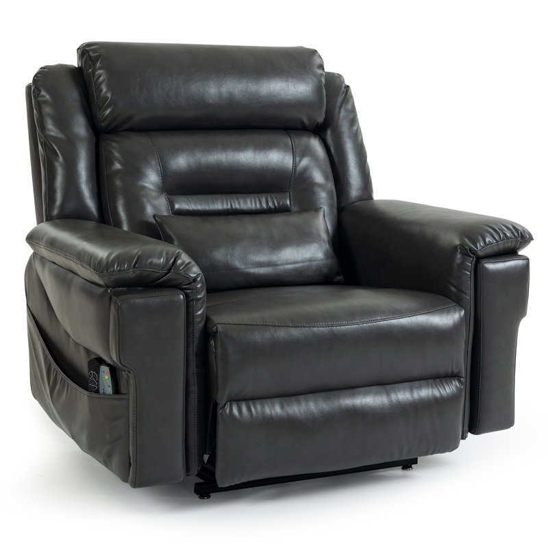 Fauteuil inclinable électrique l 50 po, Dark Gray Faux Leather