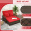 Causeuse de patio en rotin avec repose-pieds en osier et repose-pieds multifonctionnel-1126863048