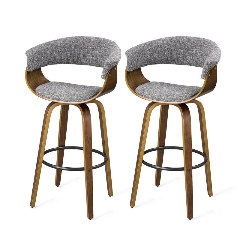 Tavar Upholstered Faux Leather Bar Stool, Dark Gray, Counter Stool (27.5" Seat Height)