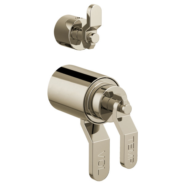 Litze® Roman Shower Integrated Valve with Handles, Polished Nickel, Industrial Lever