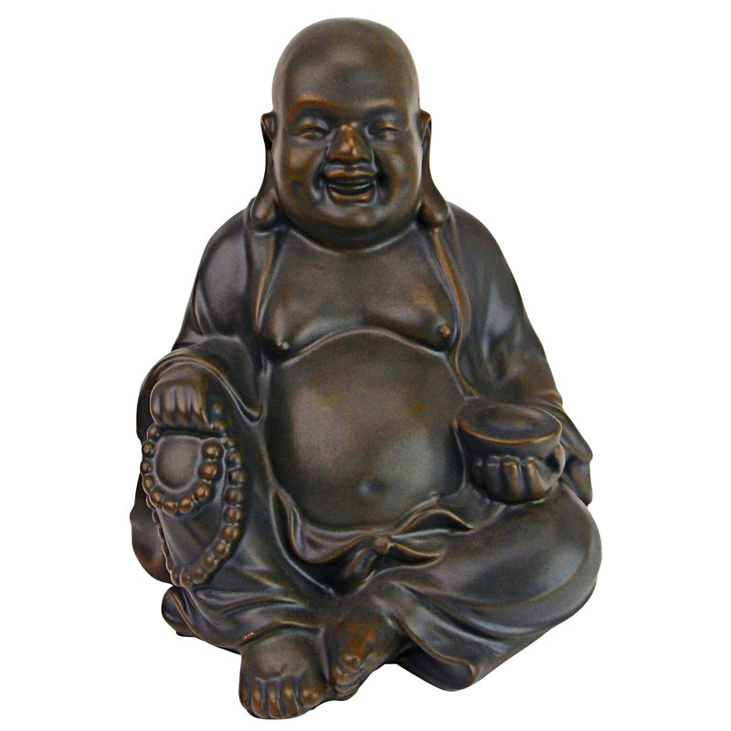 Statue de Bouddha riant heureux Hotei, H 9 po x l 8,5 po x P 7 po