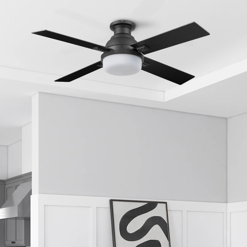 Kyrra 52'' Ceiling Fan with LED Light and Remote Included, Matte Black with Rough Pine Blades