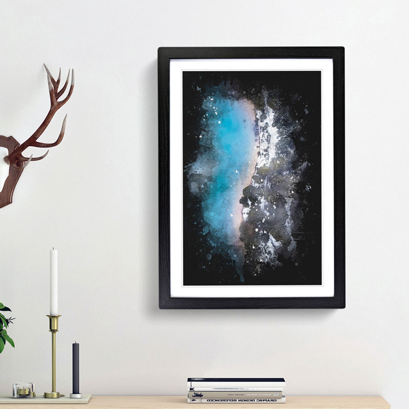 Above Braies Lake in Italy - Picture Frame Painting Print, 45cm H x 33cm W x 2cm D, Black Framed