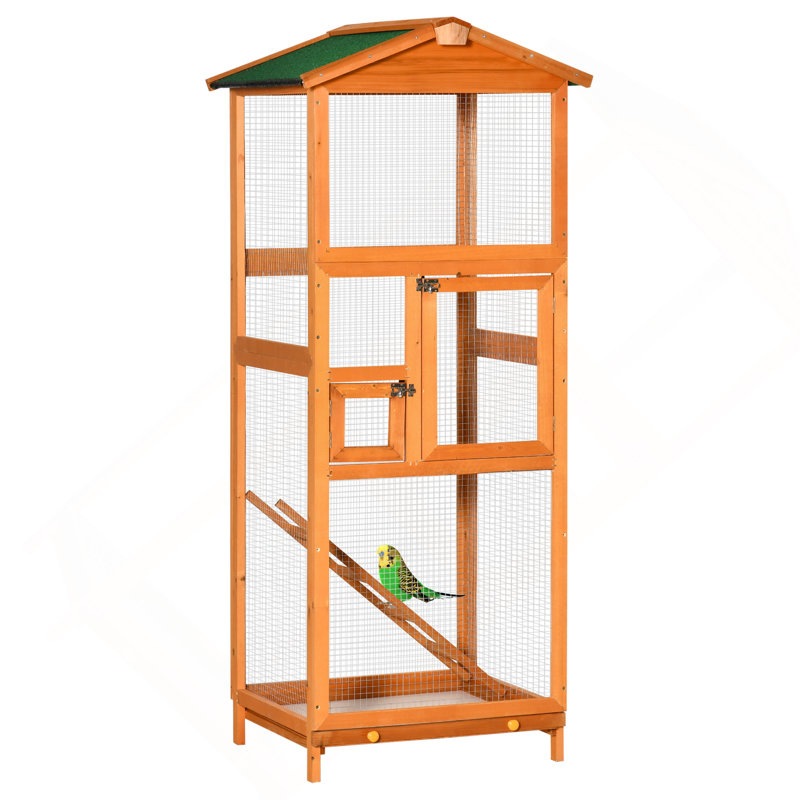 Cage à oiseaux 65 "pour perroquet, perroquet, avec plateau coulissant et 2 portes, orange