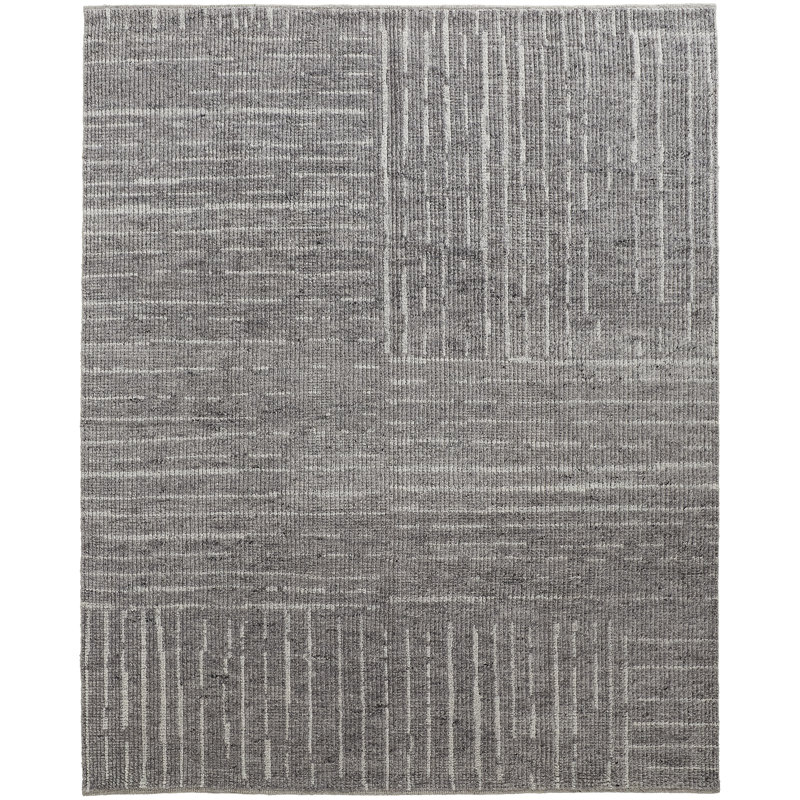 Alford Wool Striped Area Rug in Gray, Rectangle 5'6" x 8'6"