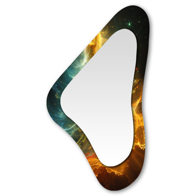 Bicester Ethereal Angel Ascending - Wings Angel Asymmetrical Large Wall Mirror, Modern Unique Shape Unique Mirror, Printed Metal Art