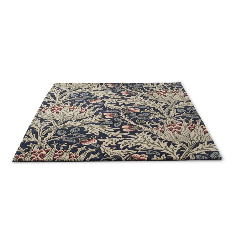 Morris Hand Tufted Wool Floral Area Rug in Blue, Rectangle 4'7" x 6'7"