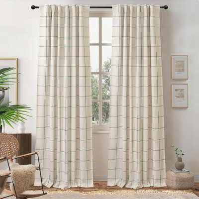 Goffredo 100% Blackout Natural Linen Curtains for Bedroom  Double Layer Drape Farmhouse Thermal Insulated Rod Pocket Back Tab Full Light Blocking 2 Panels for Living Room Nursery