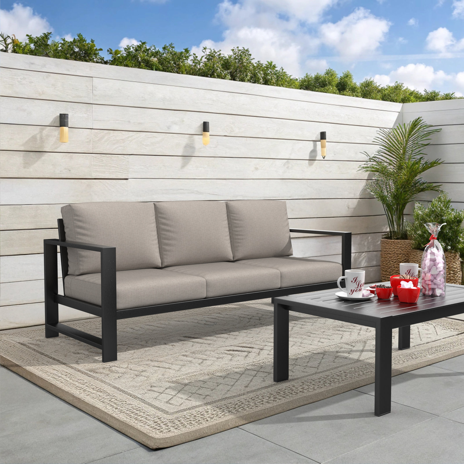 Dulcie 80" Sunbrella® Patio Sofa, Sunbrella® Cast Silver