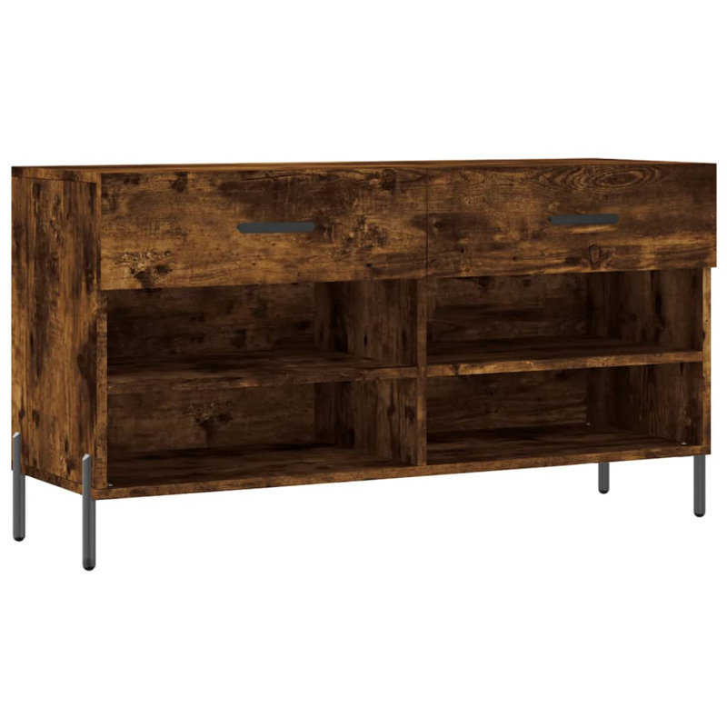 8 Pair Shoe Storage Bench, Smoked Oak
