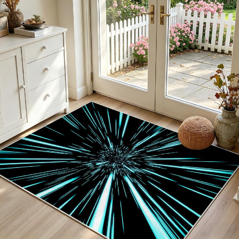 Tapis noir à volants profonds noir, Rectangle 39 po x 63 po