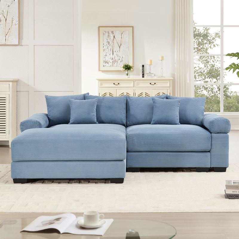 Fauteuil modulaire luxueux en velours côtelé pour le salon, bleu