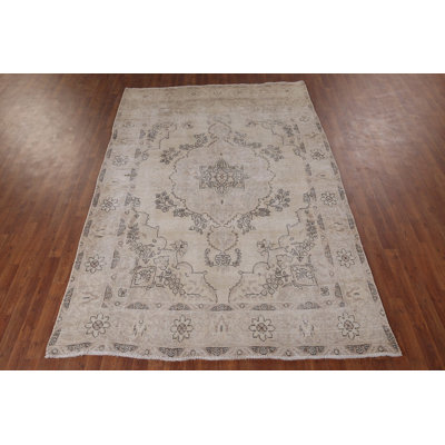 Muted Distressed Wool Traditional Area Rug 6x9