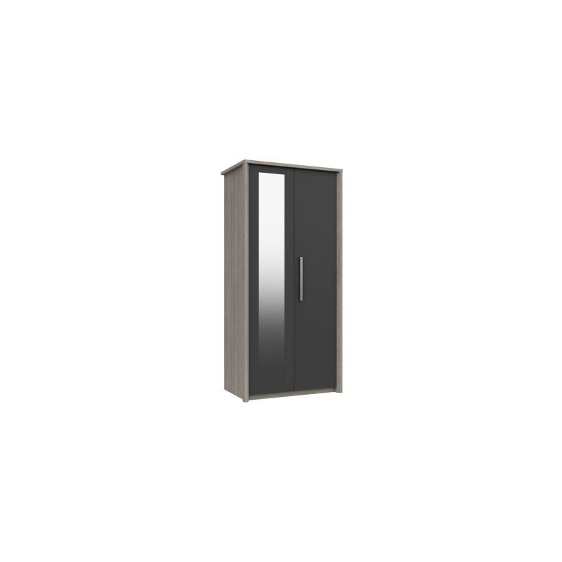 Colville 3 Door Manufactured Wood Wardrobe, Grey Oak/Graphite Gloss