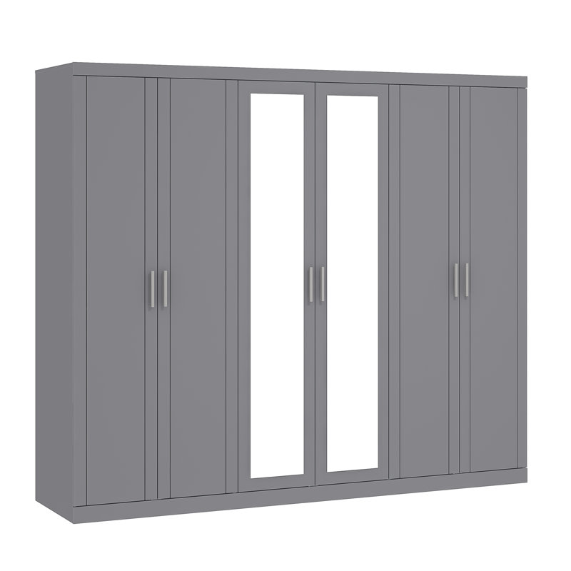 KIMBERLEY 6 Door Wardrobe With Mirror, Cool Grey