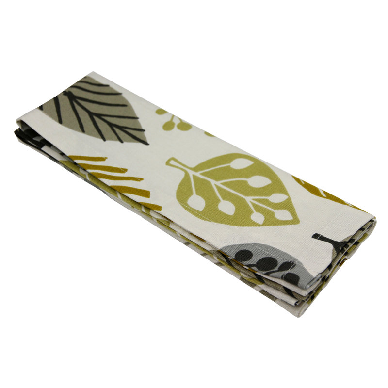 Esmerelda Linen Leaves Rectangle Napkin, Ochre Yellow