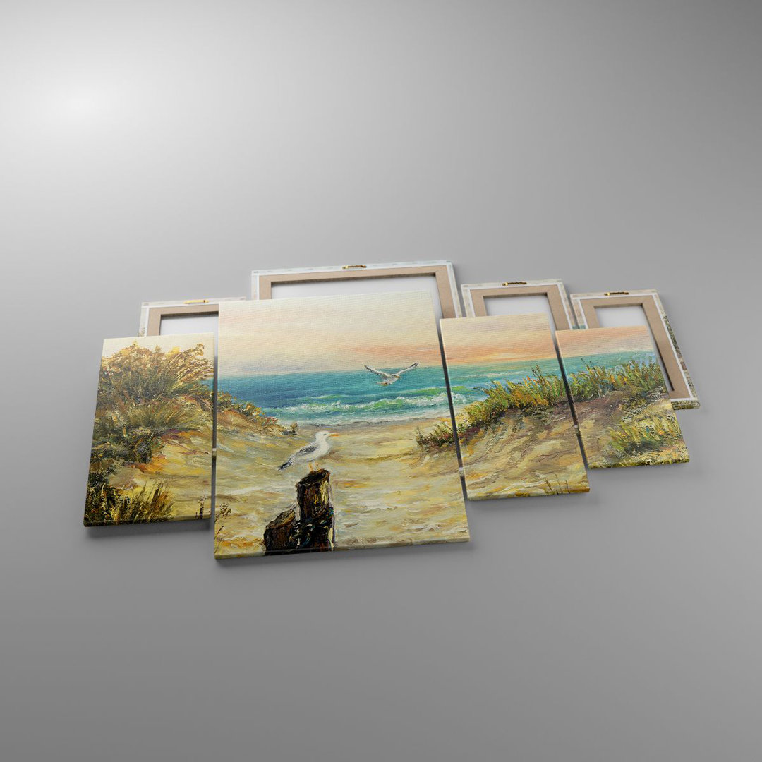 4-tlg. Leinwandbilder-Set Impressionism Gulls Coast