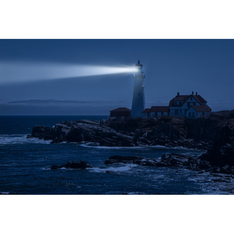 Lighthouse At Night by Gerenme - Wrapped Canvas Print, 81cm H x 122cm W