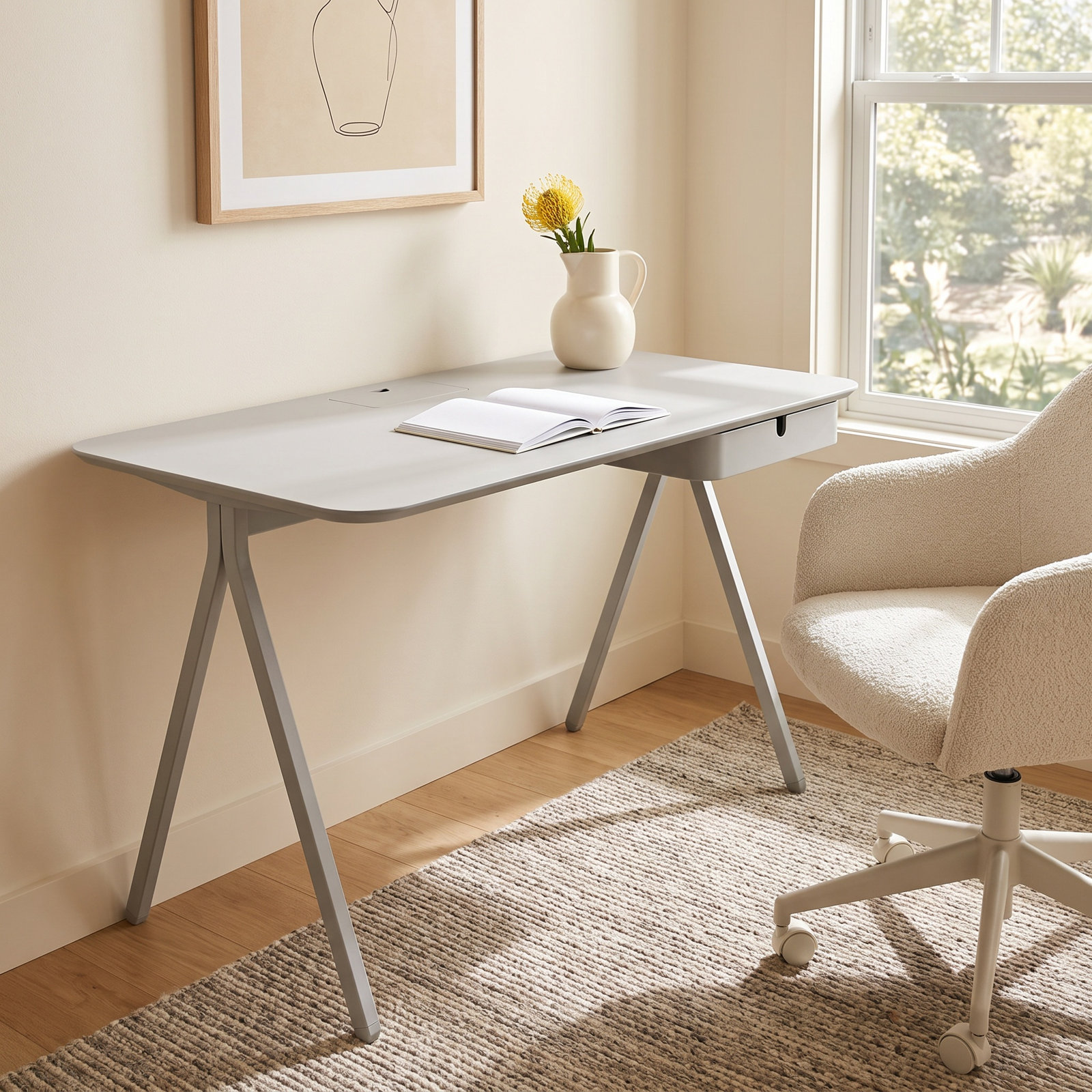 Key Writing Desk, Light Gray, 29" H x 48" W x 24" D