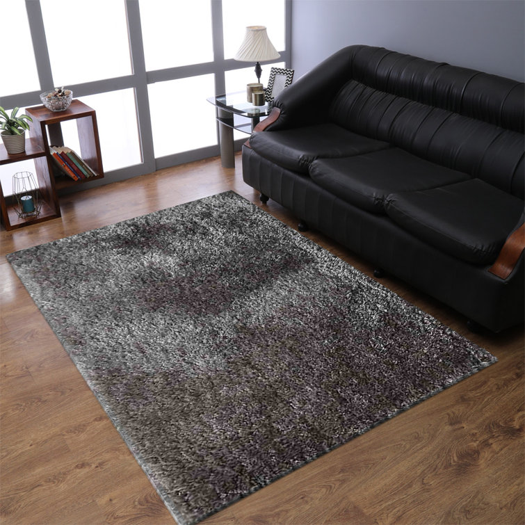 Hand Tufted Shag Polyester Eco-Friendly Area Rugs - Gray Color, Plain Solid Design, High Pile Thick Handmade Anti Skid Area Rugs for Living Room, Bed Room