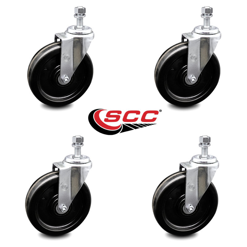3/8 Inch Threaded Stem Caster Set 2 Brakes SCC
