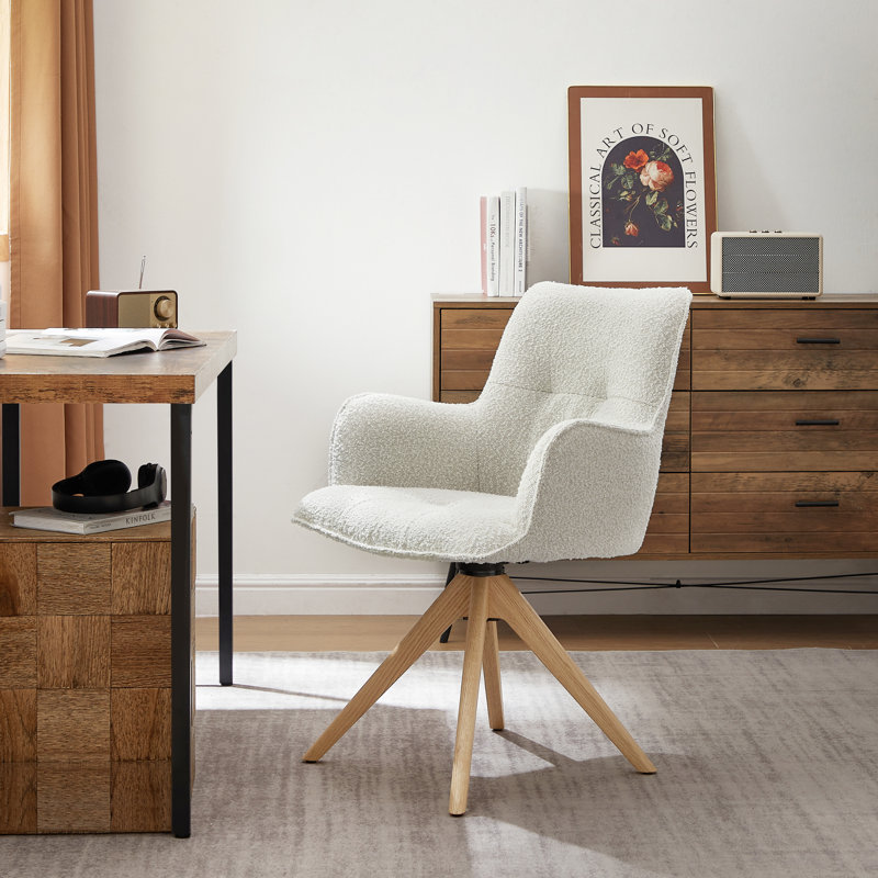 Task Chair, White Boucle